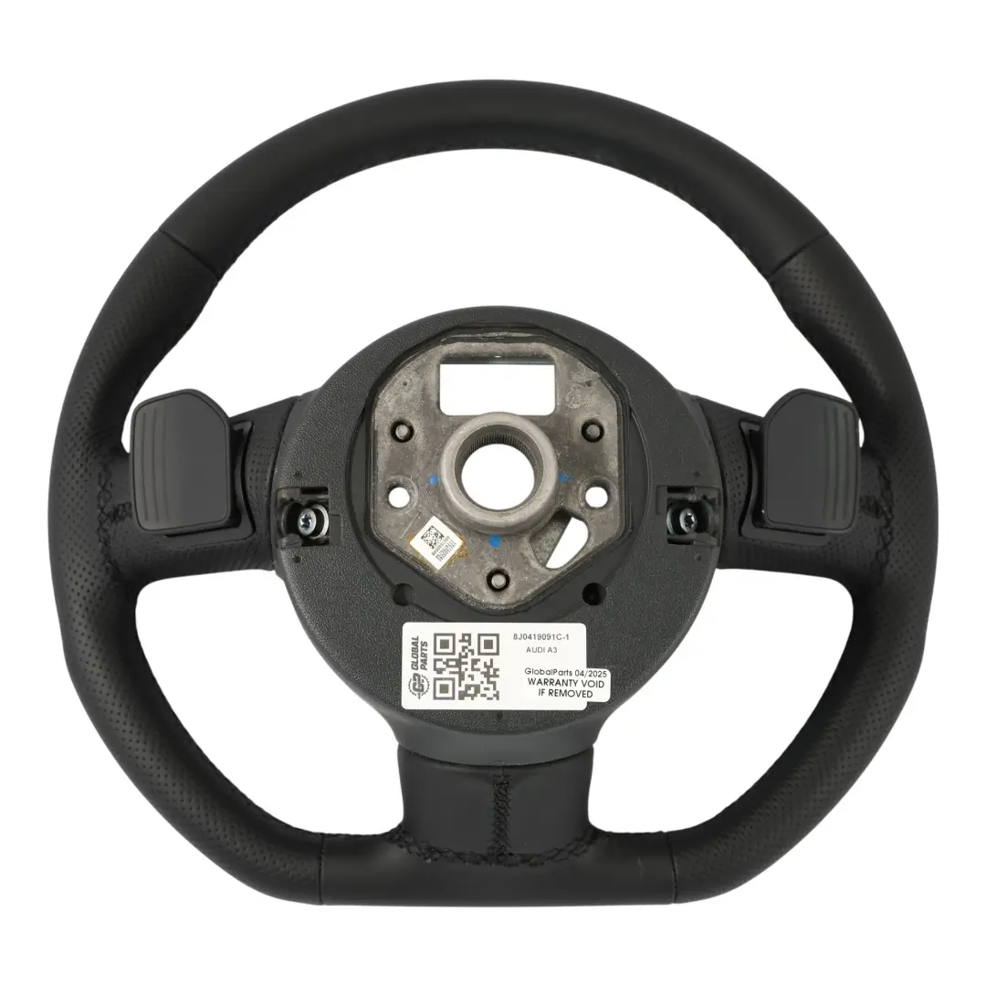 Leather Steering Wheel Paddle Shift Flat Bottom Audi TT 8J NEW Black - SKU 8J0419091C-1 - Part number 8J0419091C
