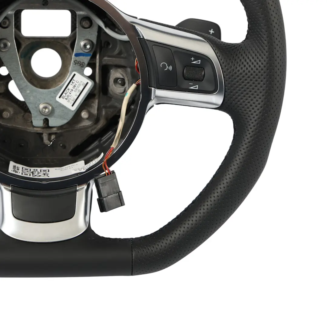 Leather Steering Wheel Paddle Shift Flat Bottom Audi TT 8J NEW Black - SKU 8J0419091C-1 - Part number 8J0419091C