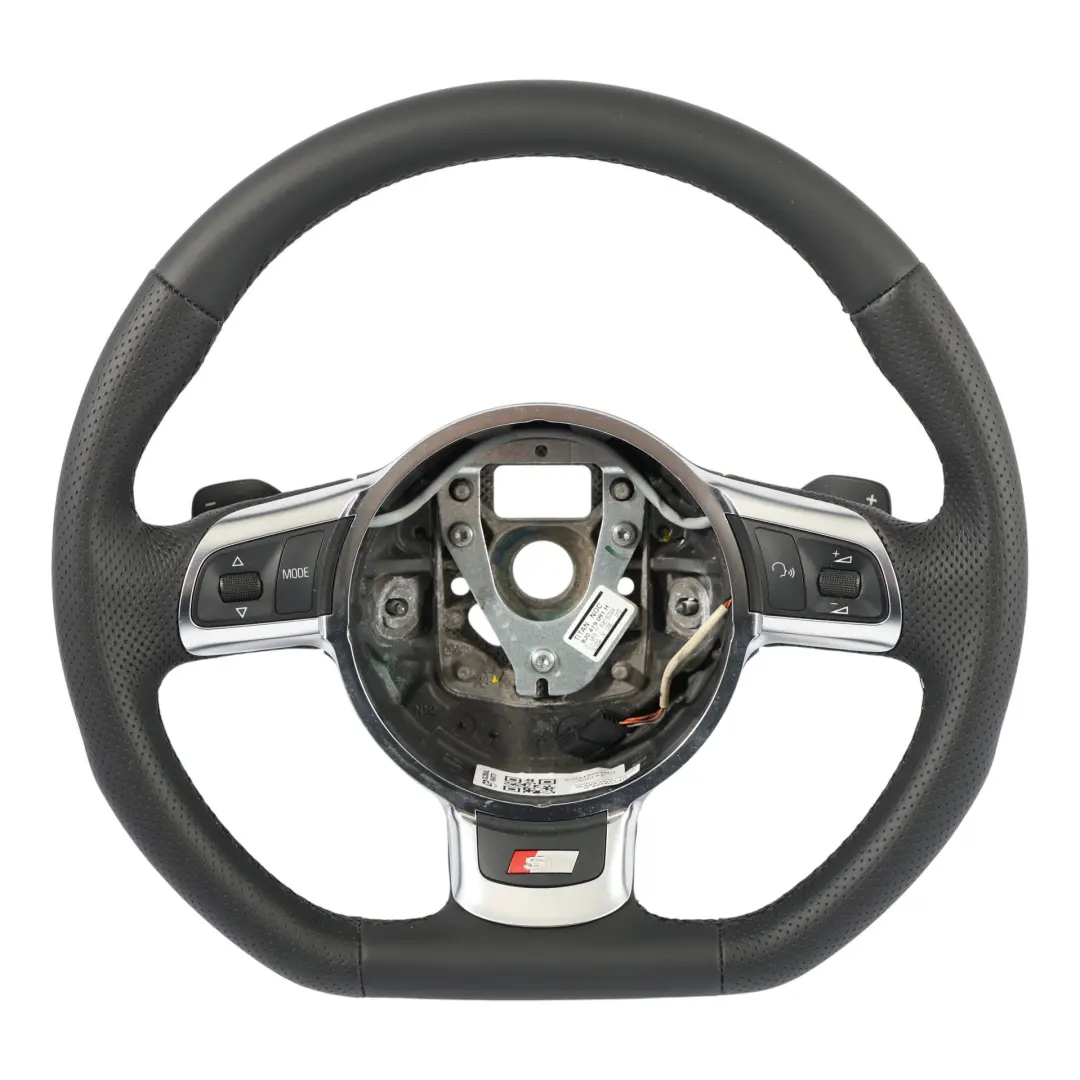 Volante Audi A3 8P TT 8J S-Line NUOVO In Pelle Nera Fondo Piatto - SKU 8J0419091H-1 - Numero di parte 8J0419091H
