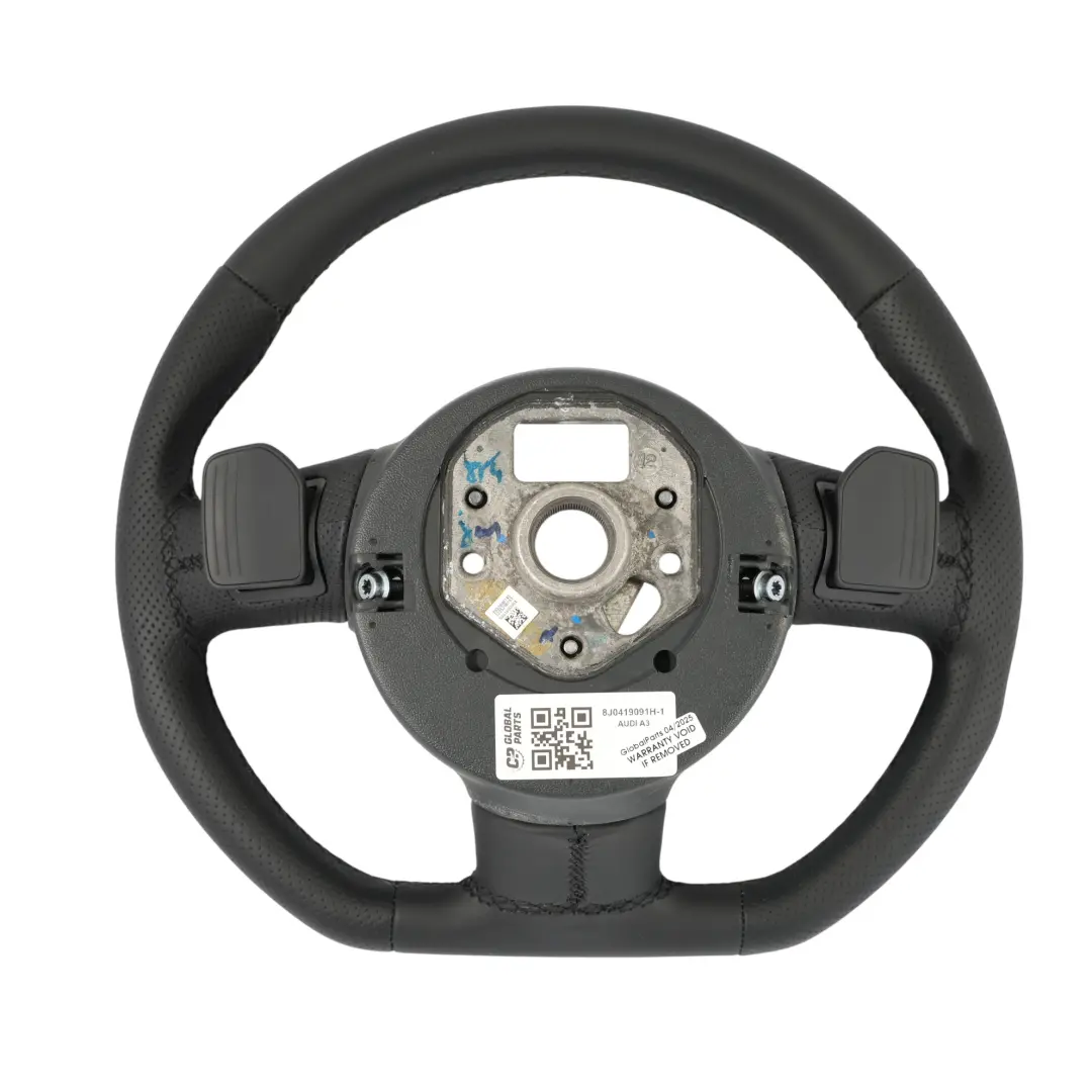 Volante Audi A3 8P TT 8J S-Line NUOVO In Pelle Nera Fondo Piatto - SKU 8J0419091H-1 - Numero di parte 8J0419091H