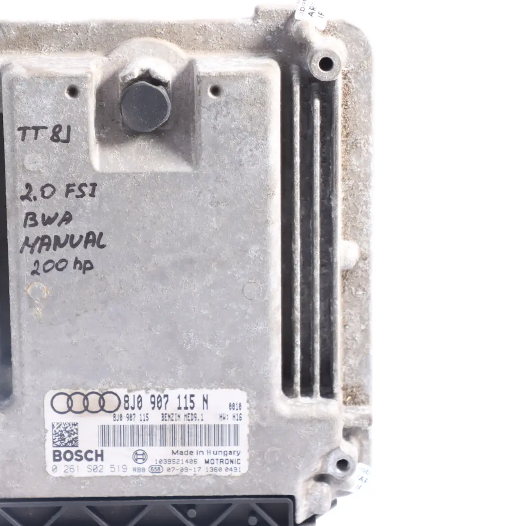 Audi TT 8J 2.0 TFSI BWA 200HP Modulo Di Controllo Motore ECU Manuale - SKU 8J0907115N - Numero di parte 8J0907115N