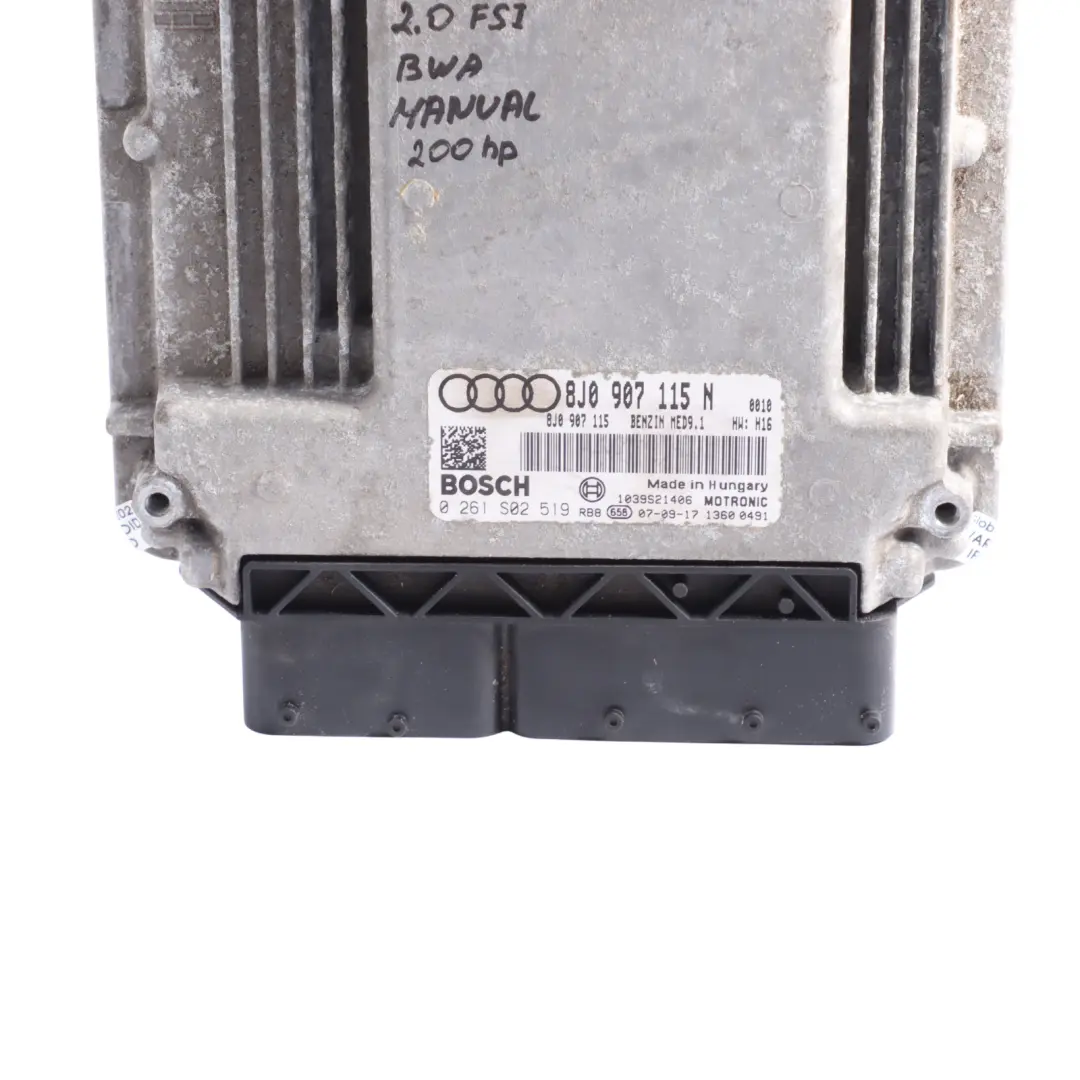 Audi TT 8J 2.0 TFSI BWA 200HP Módulo De Control Del Motor ECU Manual - SKU 8J0907115N - Número de pieza 8J0907115N