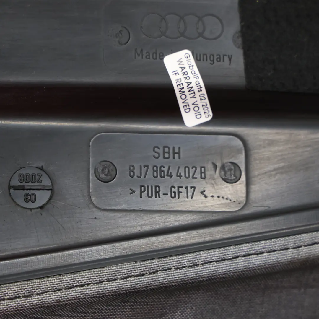 Soft Top Panel Audi TT 8J Cabrio Folding Roof Rear Covering Black to with Part number 8J7864402B Soft Top Panel Audi TT 8J Cabrio Folding Roof Rear Covering Black - SKU 8J7864402B - Part number 8J7864402B