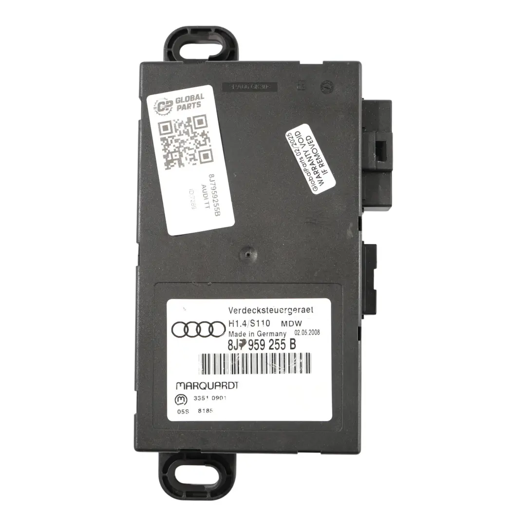 Moduł Sterujący Dachem Kabrioletu ECU do Audi TT 8J Coupe Roadster o numerze 8J7959255B Audi TT 8J Coupe Roadster Moduł Sterujący Dachem Kabrioletu ECU - SKU 8J7959255B - Numer Części 8J7959255B