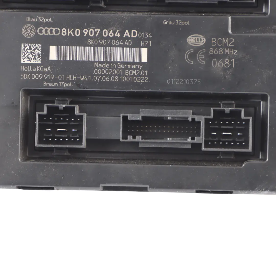 Body Control Comfort Unit Module BCM Convenience Unit ECU to Audi A5 8T with Part number 8K0907064AD Audi A5 8T Body Control Comfort Unit Module BCM Convenience Unit ECU - SKU 8K0907064AD - Part number 8K0907064AD