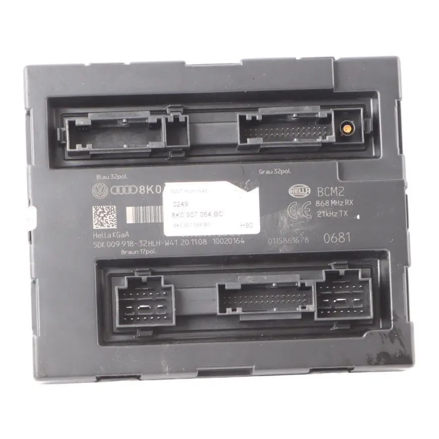 Body Control Comfort Unit Module BCM Convenience Unit ECU to Audi A4 B8 with Part number 8K0907064BC Audi A4 B8 Body Control Comfort Unit Module BCM Convenience Unit ECU - SKU 8K0907064BC - Part number 8K0907064BC