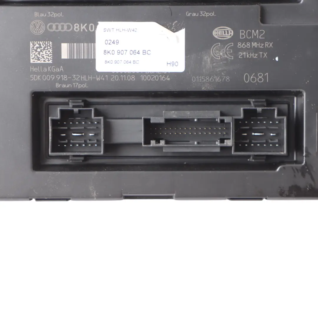 Body Control Comfort Unit Module BCM Convenience Unit ECU to Audi A4 B8 with Part number 8K0907064BC Audi A4 B8 Body Control Comfort Unit Module BCM Convenience Unit ECU - SKU 8K0907064BC - Part number 8K0907064BC