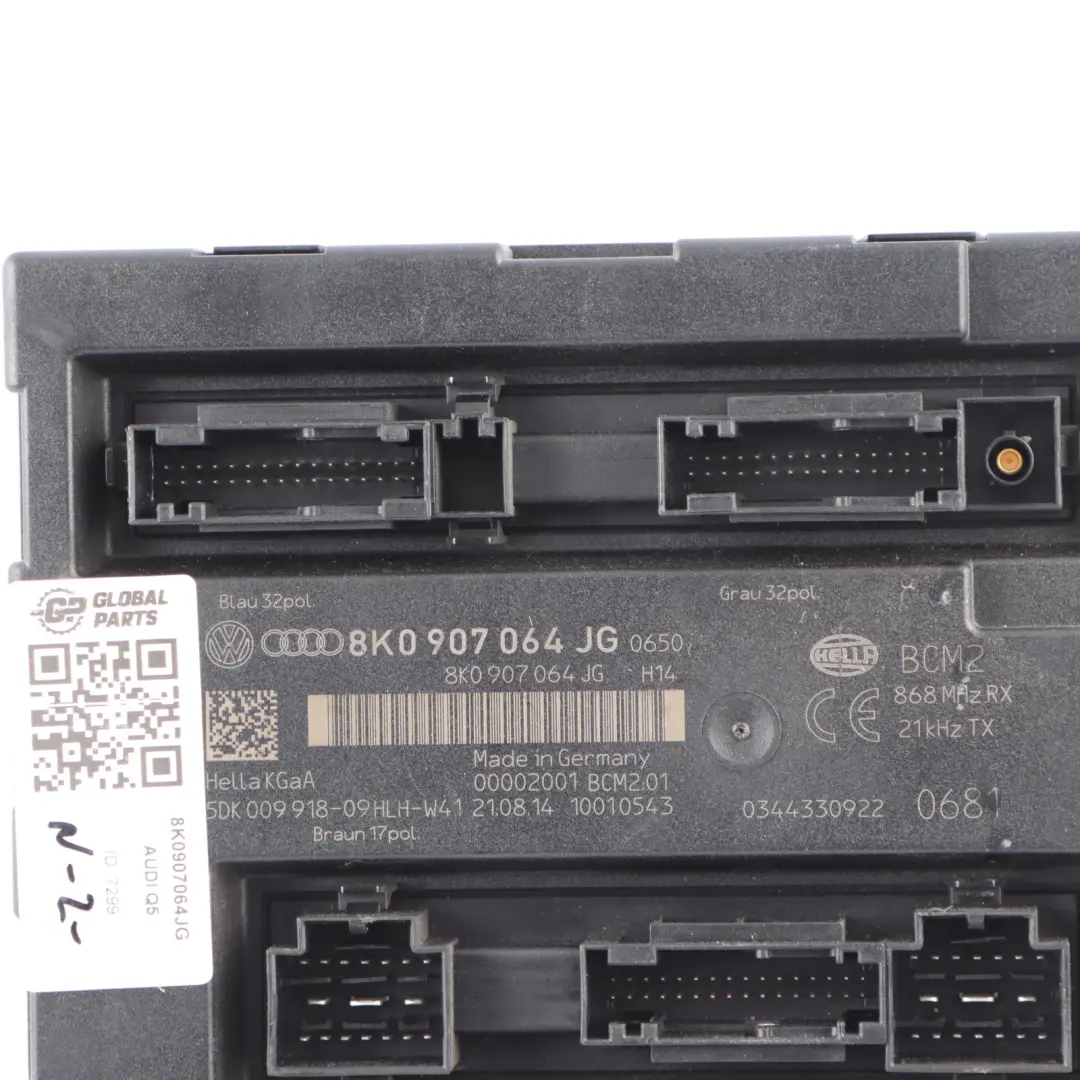 Body Control Module Unit ECU to Audi Q5 8R BCM with Part number 8K0907064JG Audi Q5 8R BCM Body Control Module Unit ECU - SKU 8K0907064JG - Part number 8K0907064JG