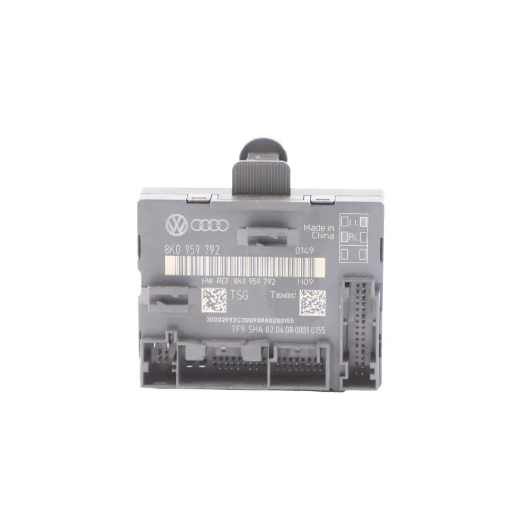 Módulo Puerta Unidad Control Módulo ECU Delantero Izquierdo para Audi A4 B8 con número de pieza 8K0959792 Audi A4 B8 Módulo Puerta Unidad Control Módulo ECU Delantero Izquierdo - SKU 8K0959792 - Número de pieza 8K0959792