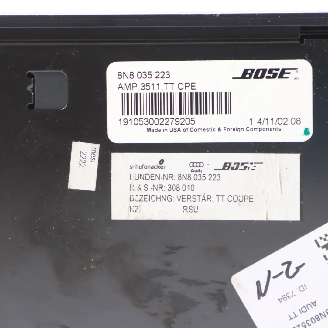 8N Amplifier BOSE Premium Audio Sound System Module to Audi TT with Part number 8N8035223 Audi TT 8N Amplifier BOSE Premium Audio Sound System Module - SKU 8N8035223 - Part number 8N8035223
