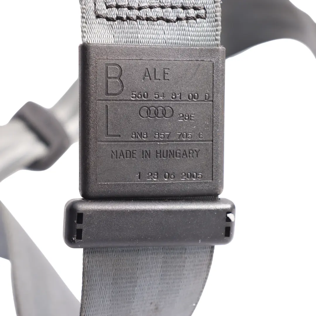 Audi TT 8N Seat Belt Front Left N/S Upper Seatbelt Black Grey - SKU 8N8857705G - Part number 8N8857705G
