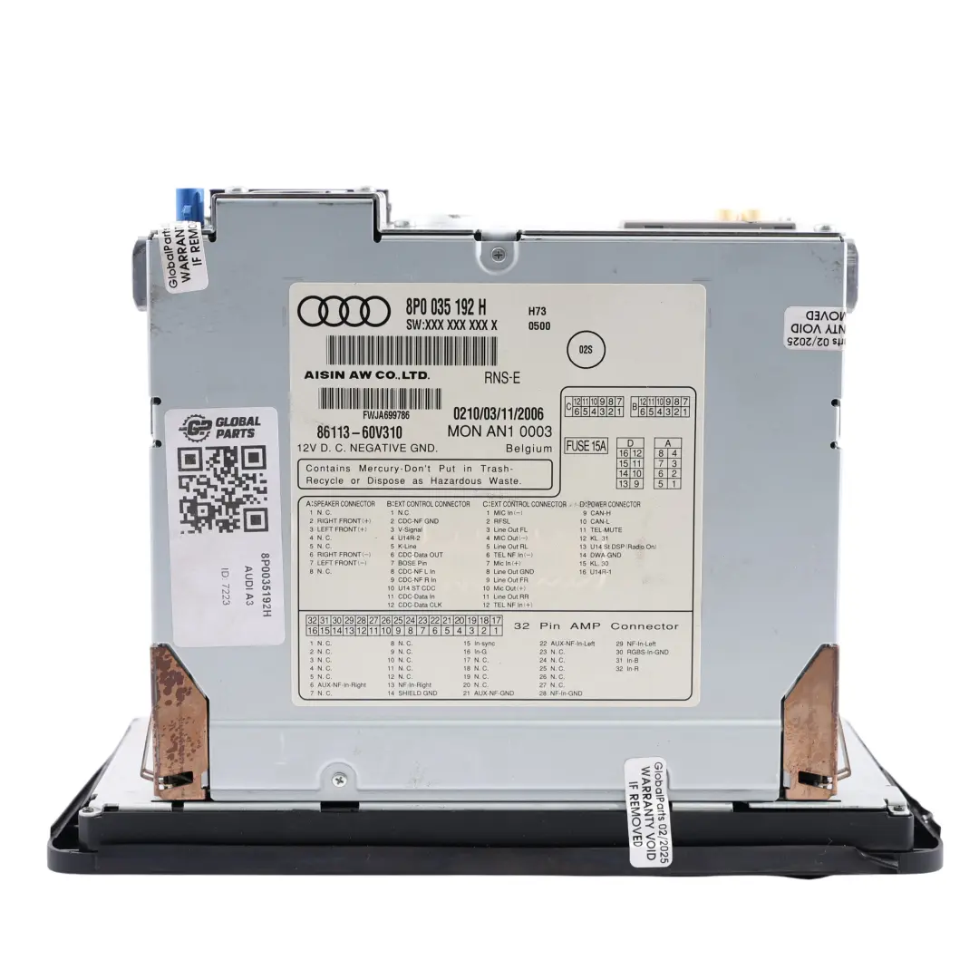 Radio Media GPS Sat Audi Navigation Plus Gerät für Audi A3 S3 8P mit Teilenummer 8P0035192H Audi A3 S3 8P Radio Media GPS Sat Audi Navigation Plus Gerät - SKU 8P0035192H - Teilenummer 8P0035192H