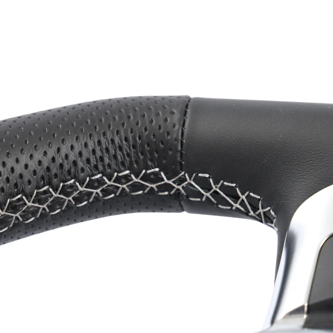 Audi A3 S3 8P NEW Black Leather Steering Wheel Flat Bottom - SKU 8P0419091CR-1 - Part number 8P0419091CR