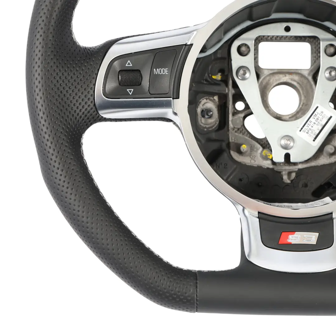 Audi A3 S3 8P NEW Black Leather Steering Wheel Flat Bottom - SKU 8P0419091CR-1 - Part number 8P0419091CR