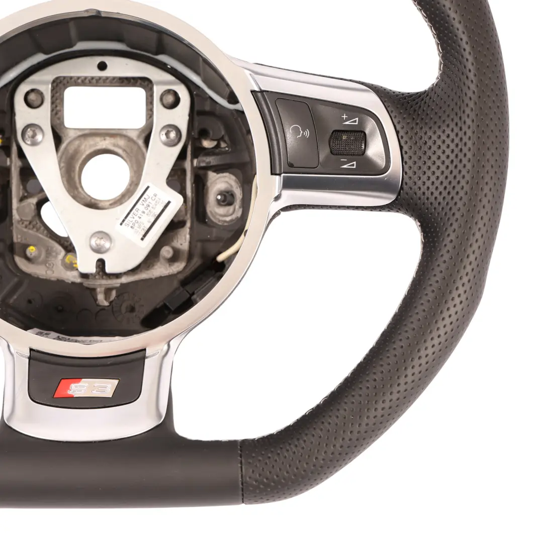 Audi A3 S3 8P NEW Black Leather Steering Wheel Flat Bottom - SKU 8P0419091CR-1 - Part number 8P0419091CR