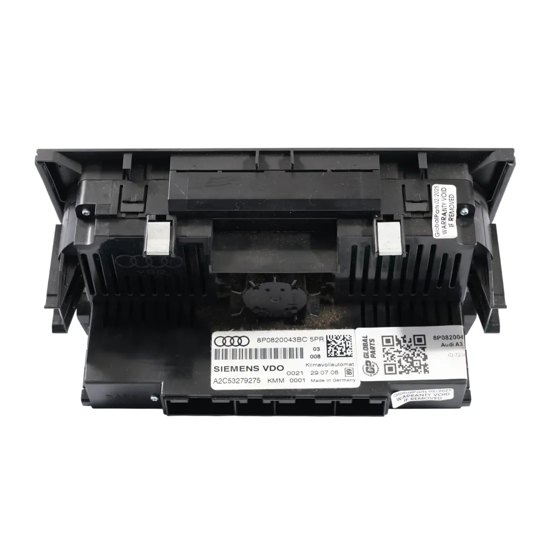 Audi A3 8P Dashboard Air Vent A/C Heater Climate Control Panel - SKU 8P0820043BC - Part number 8P0820043BC
