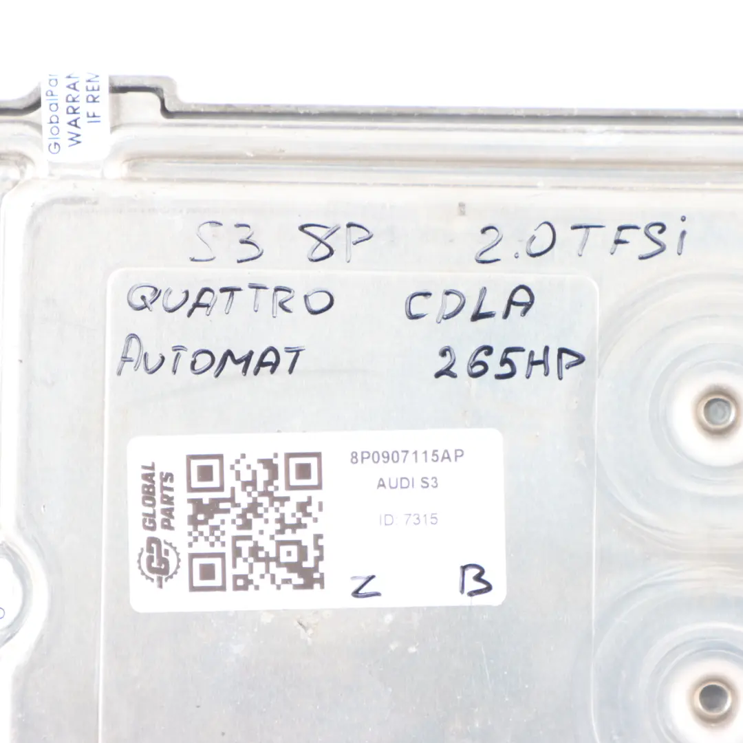 CDLA 265HP Engine Control Module ECU Automatic to Audi S3 8P 2.0 TFSI with Part number 8P0907115AP Audi S3 8P 2.0 TFSI CDLA 265HP Engine Control Module ECU Automatic - SKU 8P0907115AP - Part number 8P0907115AP