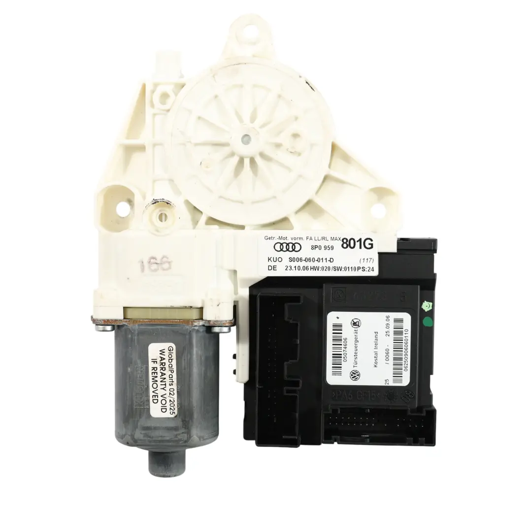 Elevalunas Motor Regulador Delantero Izquierdo para Audi A3 8P con número de pieza 8P0959801G Audi A3 8P Elevalunas Motor Regulador Delantero Izquierdo - SKU 8P0959801G - Número de pieza 8P0959801G