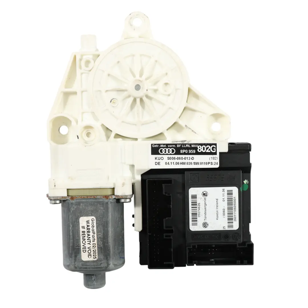 Window Lifter Motor Door Front Left N/S Drive Electric to Audi A3 8P with Part number 8P0959802G Audi A3 8P Window Lifter Motor Door Front Left N/S Drive Electric - SKU 8P0959802G - Part number 8P0959802G