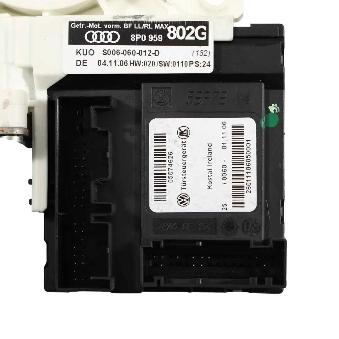 Elevalunas Puerta Delantera Izquierda Eléctrico para Audi A3 8P Motor con número de pieza 8P0959802G Audi A3 8P Motor Elevalunas Puerta Delantera Izquierda Eléctrico - SKU 8P0959802G - Número de pieza 8P0959802G