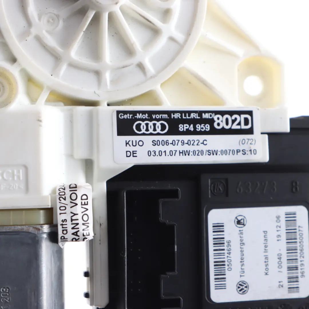 Fenster Heber Tür Hinten Rechts Regulator Motor für Audi A3 8P mit Teilenummer 8P4959802D Audi A3 8P Fenster Heber Tür Hinten Rechts Regulator Motor - SKU 8P4959802D - Teilenummer 8P4959802D