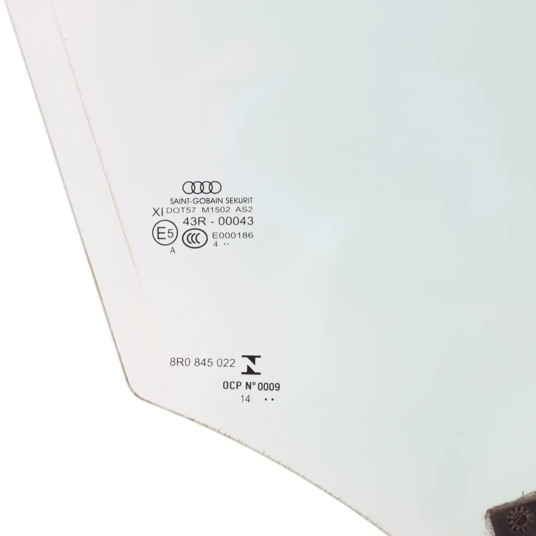 Door Window Glass Front Right O/S Door Green AS2 to Audi Q5 8R with Part number 8R0845022 Audi Q5 8R Door Window Glass Front Right O/S Door Green AS2 - SKU 8R0845022 - Part number 8R0845022