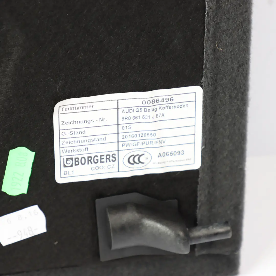 Floor Carpet Rear Boot Interior Hard Tray Liner to Audi Q5 8R with Part number 8R0861531J Audi Q5 8R Floor Carpet Rear Boot Interior Hard Tray Liner - SKU 8R0861531J - Part number 8R0861531J