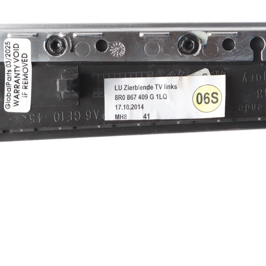 Vordere Hintere Tür Karte Trim Abdeckung Streifen Schwarz für Audi Q5 8R mit Teilenummer 8R0867409G Audi Q5 8R Vordere Hintere Tür Karte Trim Abdeckung Streifen Schwarz - SKU 8R0867409G - Teilenummer 8R0867409G