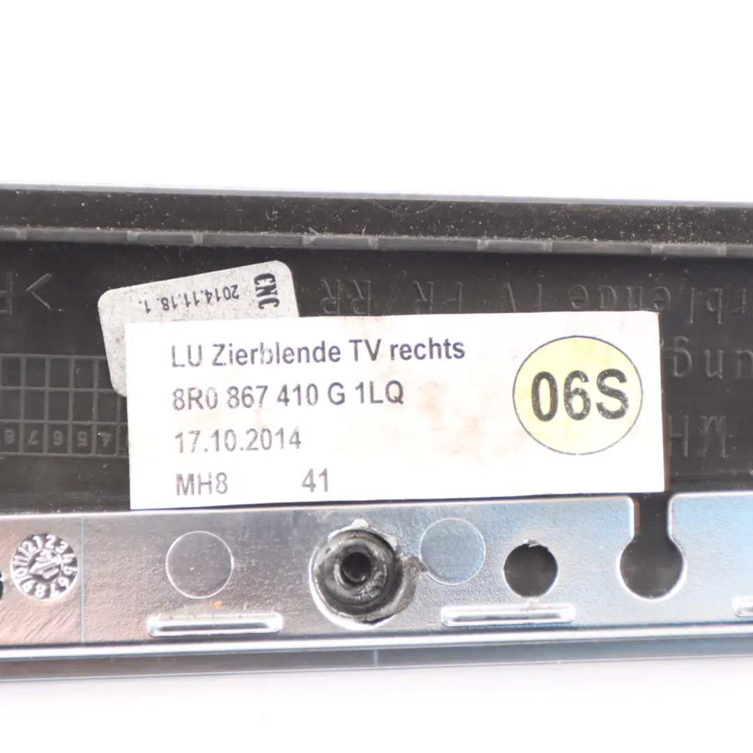 Audi Q5 8R Interior Trasero Delantero Cubre Puerta Tira Derecha - SKU 8R0867410G - Número de pieza 8R0867410G