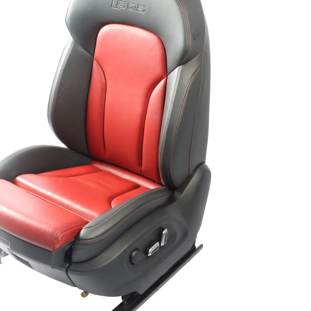 Front Left N/S Heated Electric Leather Black Magma Red to Audi SQ5 8R Sport Seat with Part number 8R0881805AK Audi SQ5 8R Sport Seat Front Left N/S Heated Electric Leather Black Magma Red - SKU 8R0881805AK - Part number 8R0881805AK
