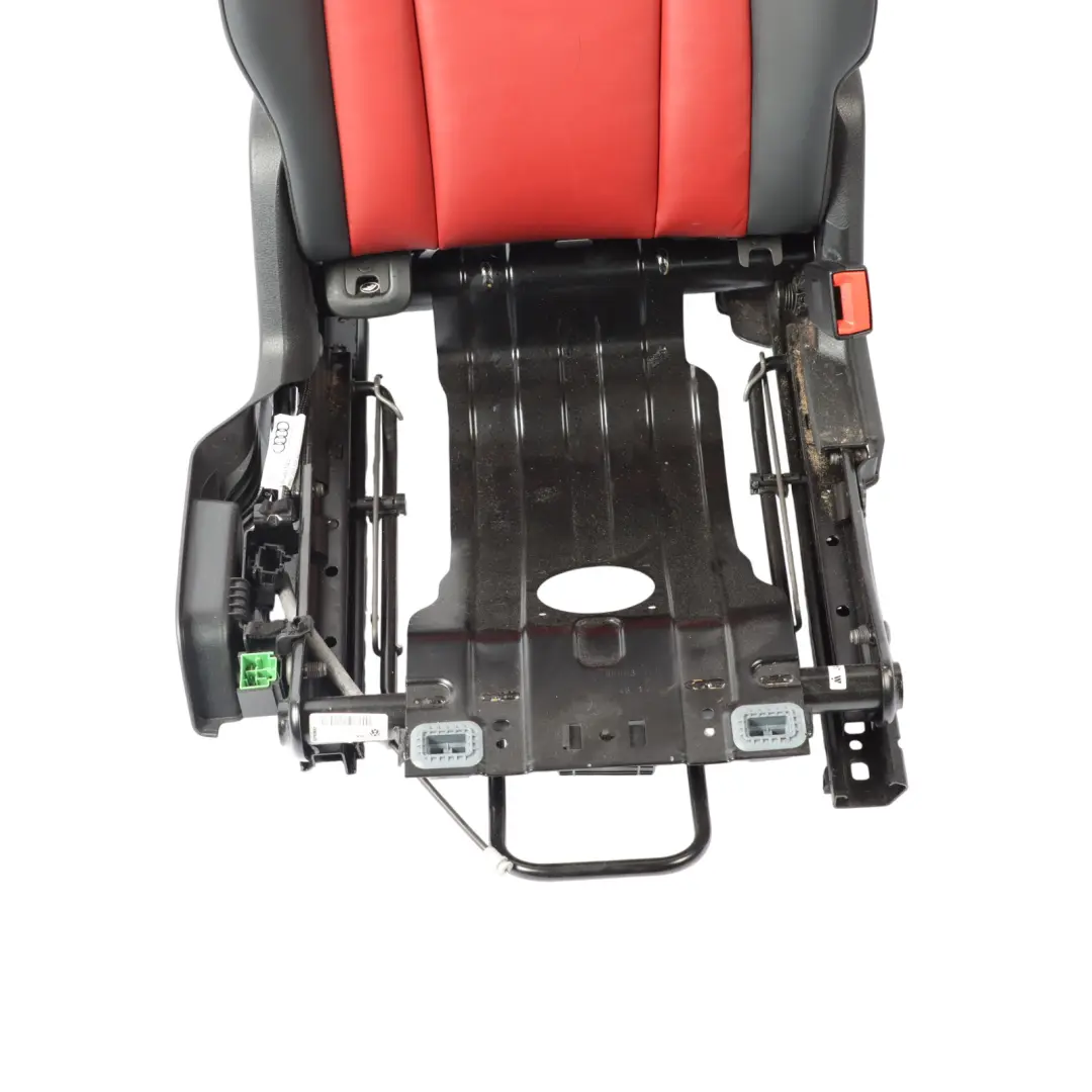 Backrest Rear Right O/S Heated Leather Soul Black Magma Red to Audi SQ5 8R Seat with Part number 8R0885805M Audi SQ5 8R Seat Backrest Rear Right O/S Heated Leather Soul Black Magma Red - SKU 8R0885805M - Part number 8R0885805M