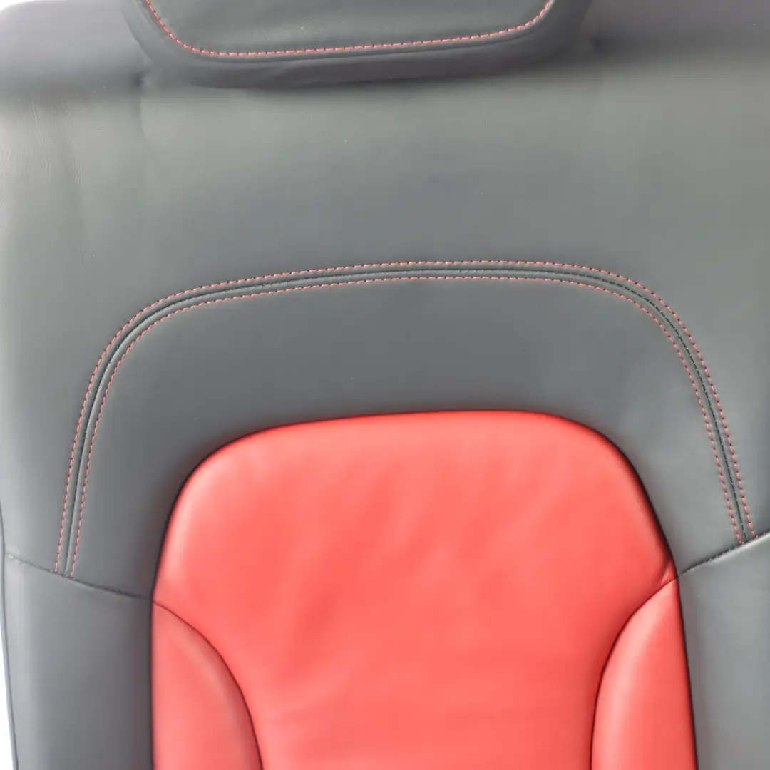 Backrest Rear Right O/S Heated Leather Soul Black Magma Red to Audi SQ5 8R Seat with Part number 8R0885805M Audi SQ5 8R Seat Backrest Rear Right O/S Heated Leather Soul Black Magma Red - SKU 8R0885805M - Part number 8R0885805M
