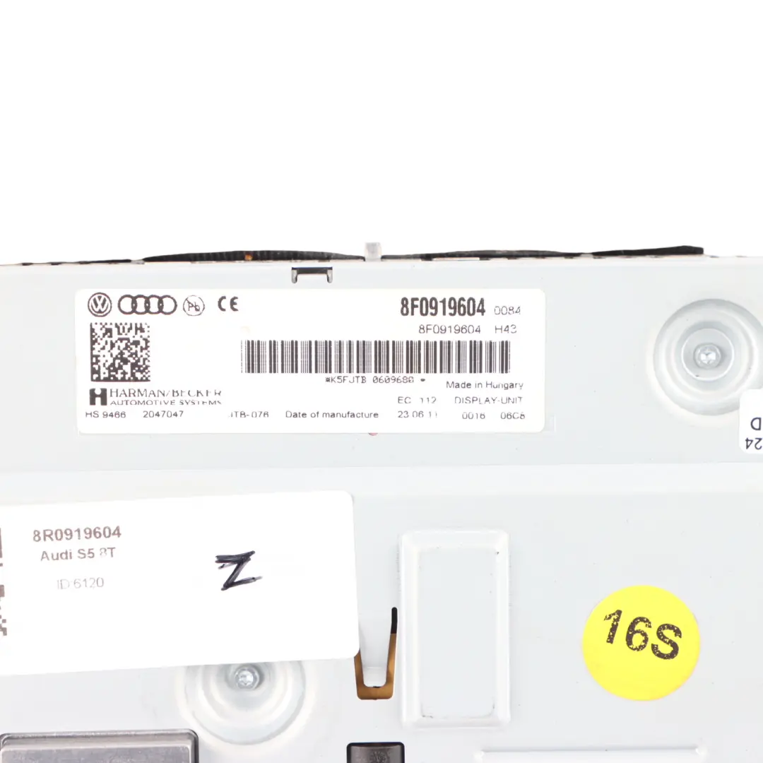 Audi A5 8T Multimedia Radio Sat Nav Écran d'affichage Unité principale - SKU 8R0919604 - Numéro de pièce 8R0919604