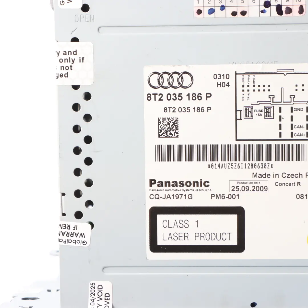 Audi A4 B8 Radio Media Player Audio CD Head Unit Player Konzert - SKU 8T2035186P - Teilenummer 8T2035186P