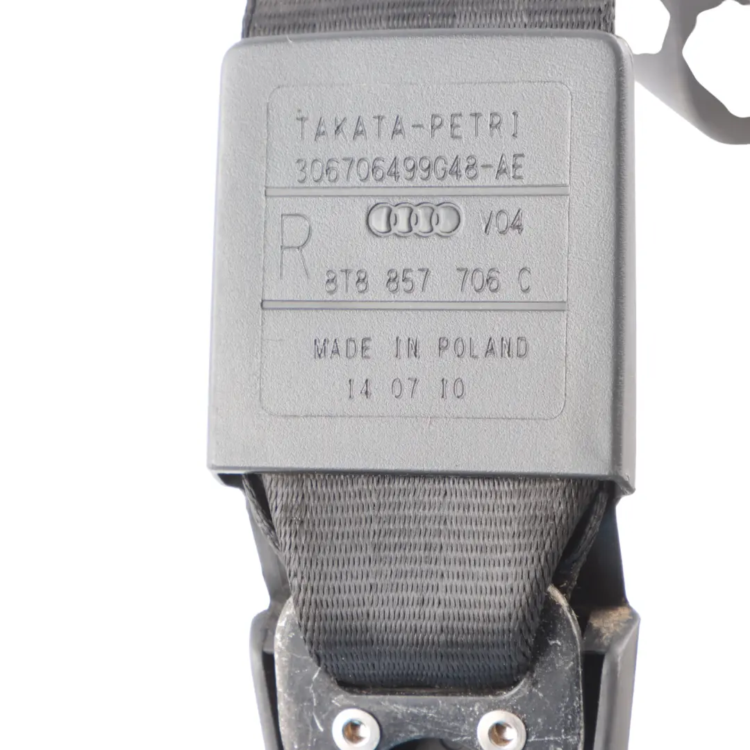 Belt Front Right O/S Upper Seatbelt Black to Audi A5 S5 8T Seat with Part number 8T8857706C Audi A5 S5 8T Seat Belt Front Right O/S Upper Seatbelt Black - SKU 8T8857706C - Part number 8T8857706C