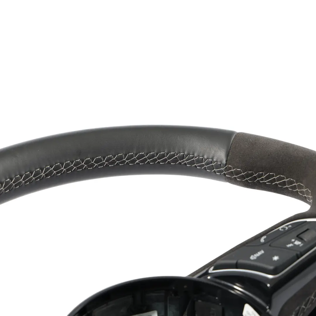 Steering Wheel Black Leather Alcantara Flat Bottom to Audi RS3 8V with Part number 8V0419091CD Audi RS3 8V Steering Wheel Black Leather Alcantara Flat Bottom - SKU 8V0419091CD - Part number 8V0419091CD