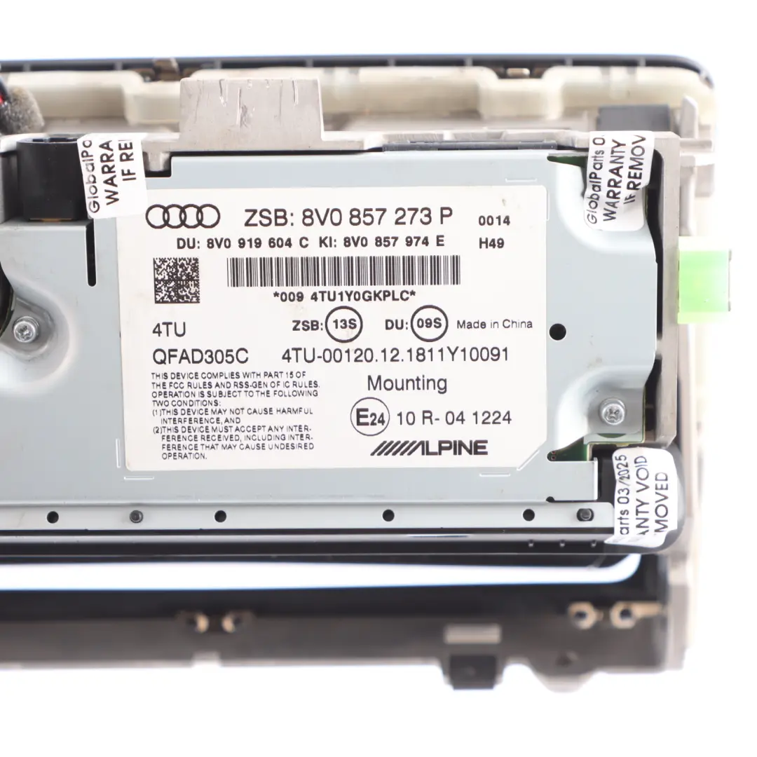 Pantalla Multimedia Radio GPS Unidad Principal para Audi A3 8V con número de pieza 8V0857273P Audi A3 8V Pantalla Multimedia Radio GPS Unidad Principal - SKU 8V0857273P-1 - Número de pieza 8V0857273P