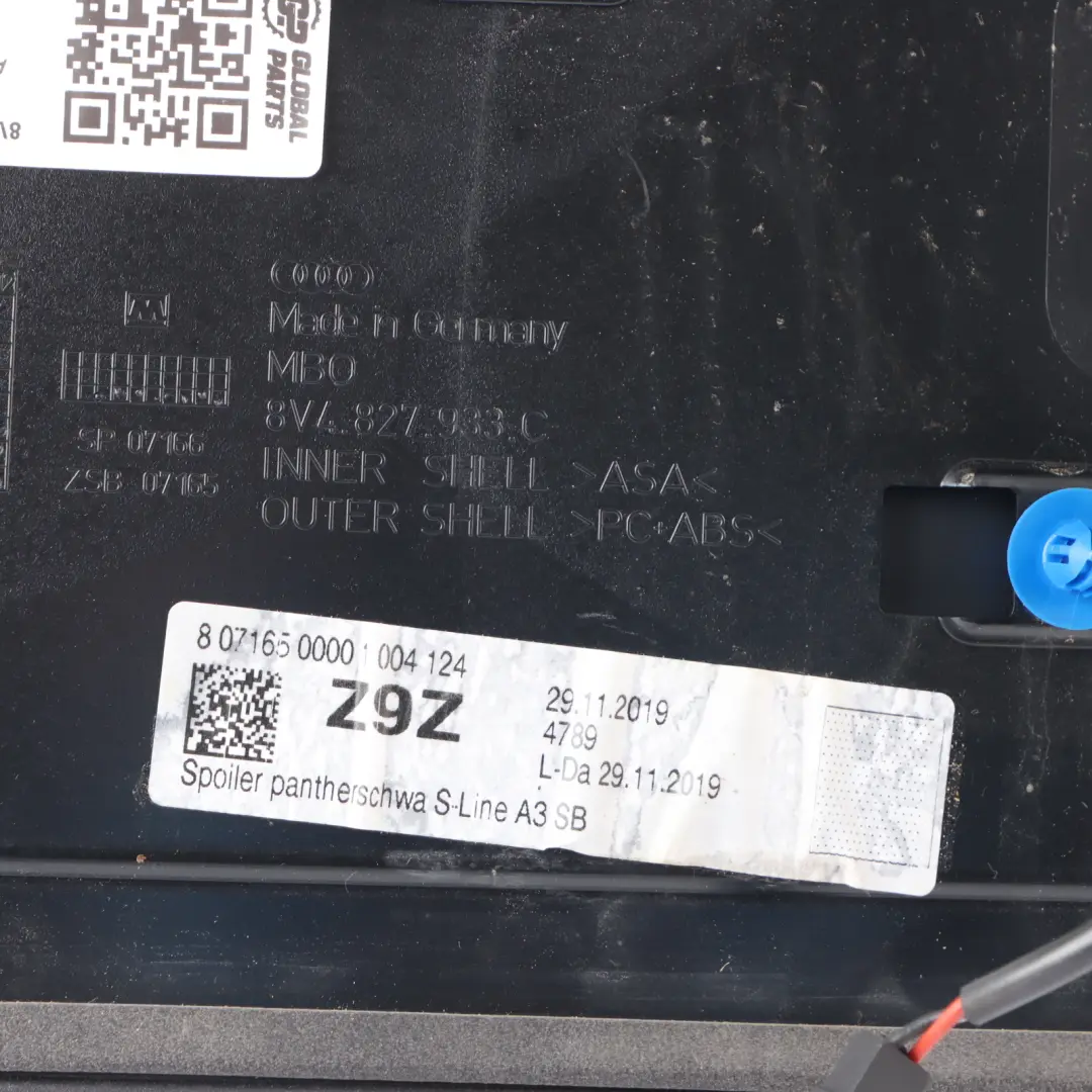 Rear Spoiler Audi S3 8V Boot Lid Tailgate Trim Panther Black - Z9Z - SKU 8V4827933C-PBC - Part number 8V4827933C