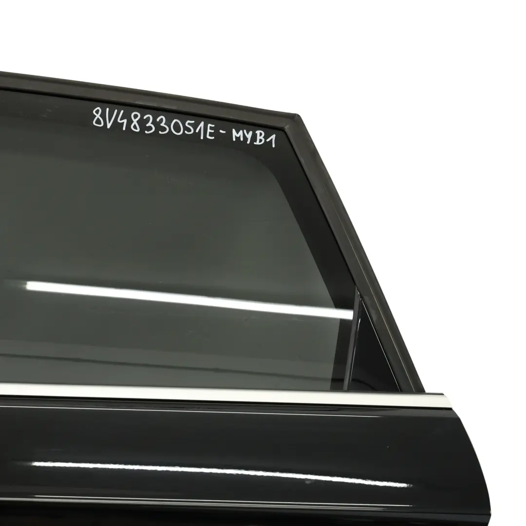 Sportback Rear Left N/S Door Mythical Black Metallic - Y9T to Audi A3 8V with Part number 8V4833051E Audi A3 8V Sportback Rear Left N/S Door Mythical Black Metallic - Y9T - SKU 8V4833051E-MYB1 - Part number 8V4833051E