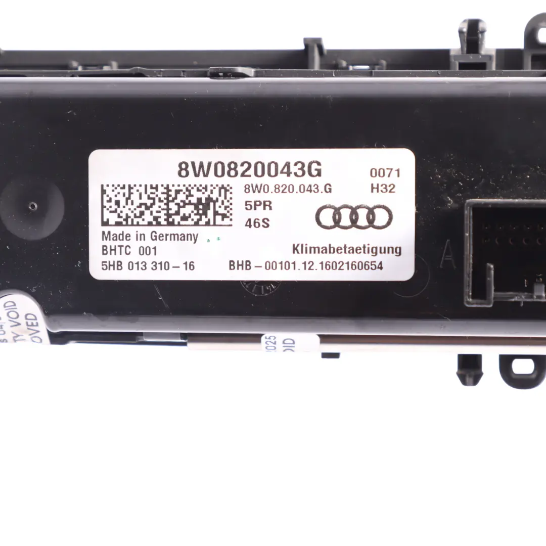 A/C Air Condition Heater Climate Control Switch Panel to Audi A5 F5 with Part number 8W0820043G Audi A5 F5 A/C Air Condition Heater Climate Control Switch Panel - SKU 8W0820043G - Part number 8W0820043G
