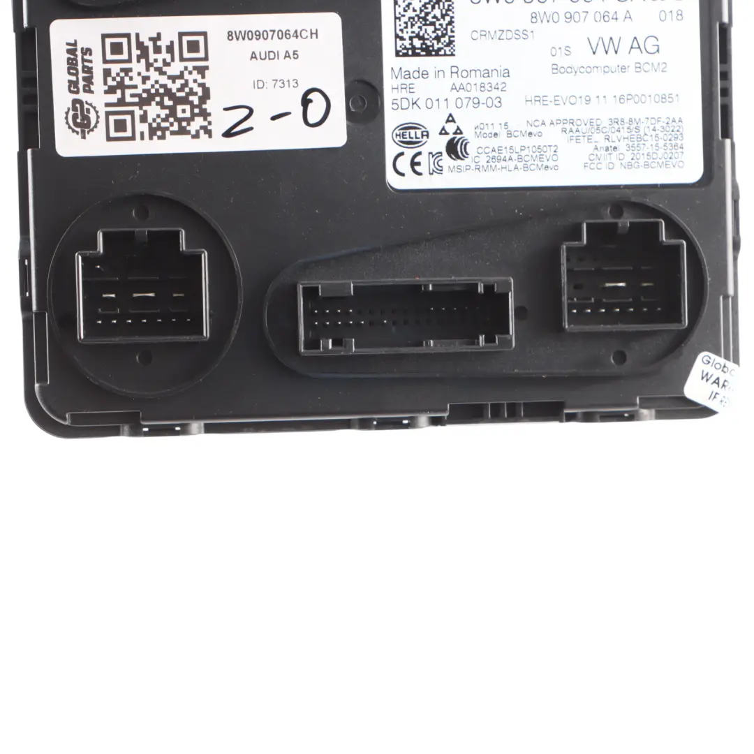 Audi A5 F5 BCM Module Unité Contrôle Confort Carrosserie ECU 8W0907064CA - SKU 8W0907064CH - Numéro de pièce 8W0907064CH