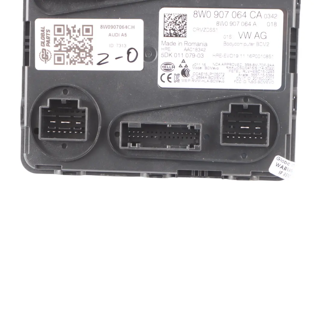 Module Unité Contrôle Confort Carrosserie ECU 8W0907064CA pour Audi A5 F5 BCM à propos du numéro de pièce 8W0907064CH Audi A5 F5 BCM Module Unité Contrôle Confort Carrosserie ECU 8W0907064CA - SKU 8W0907064CH - Numéro de pièce 8W0907064CH