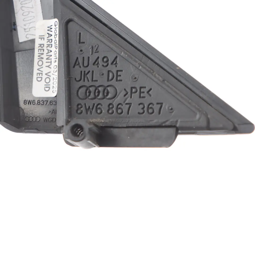 Front Wing Mirror Left N/S Triangle Trim Cover to Audi A5 F5 with Part number 8W6867367 Audi A5 F5 Front Wing Mirror Left N/S Triangle Trim Cover - SKU 8W6867367 - Part number 8W6867367