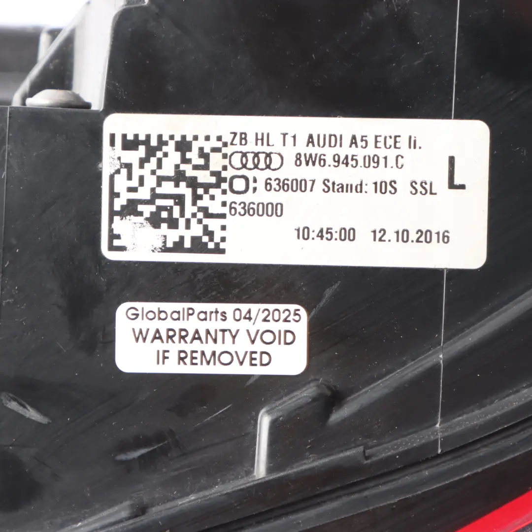 Sportback Tail Lamp Light Outer Rear Left N/S to Audi A5 F5 with Part number 8W6945091C Audi A5 F5 Sportback Tail Lamp Light Outer Rear Left N/S - SKU 8W6945091C - Part number 8W6945091C