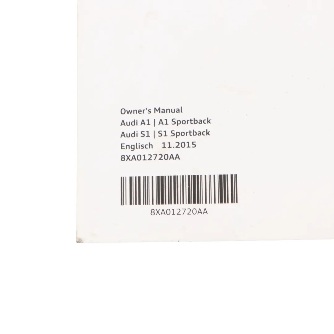 Audi A1 S1 8X Owner's Operating Manual Handbook Booklet Case - SKU 8XA012720AA - Part number 8XA012720AA