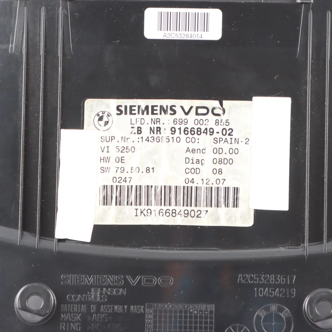 Instrument Cluster Speedo Clocks Diesel Manual to BMW 3 Series E90 E91 with Part number 9166849 BMW 3 Series E90 E91 Instrument Cluster Speedo Clocks Diesel Manual - SKU 9166849-2 - Part number 9166849