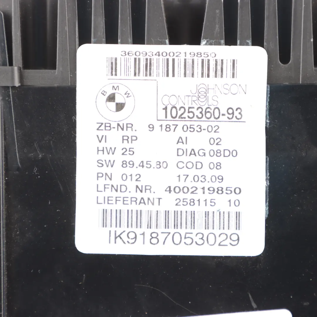 BMW 3 E90 E91 E92 1 Petrol Instrument Cluster Speedo Clocks MPH Manual - SKU 9187053-1 - Part number 9187053