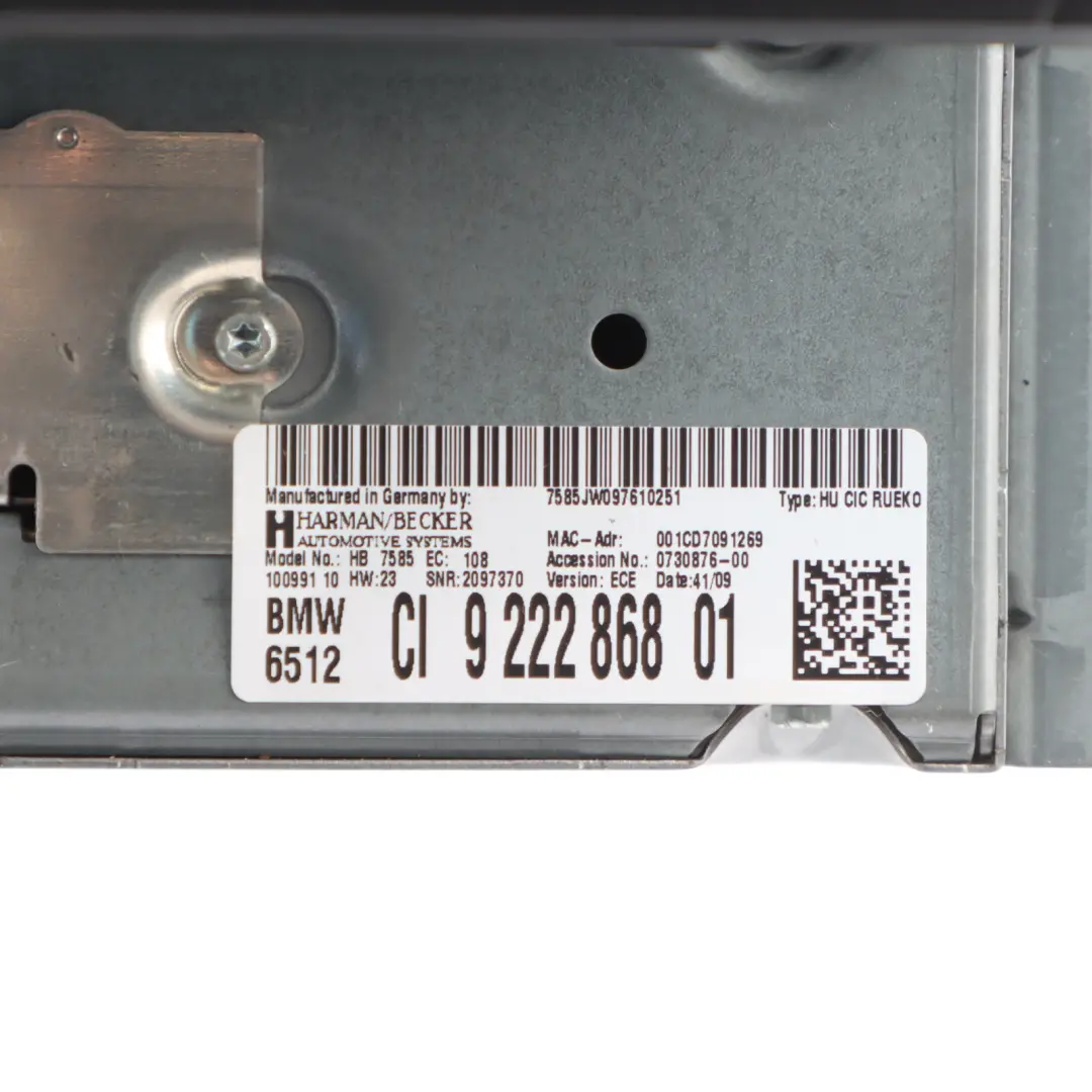 BMW Z4 E89 Radio Stereo Infotainment Computer CD Player Head Unit - SKU 9222868 - Part number 9222868