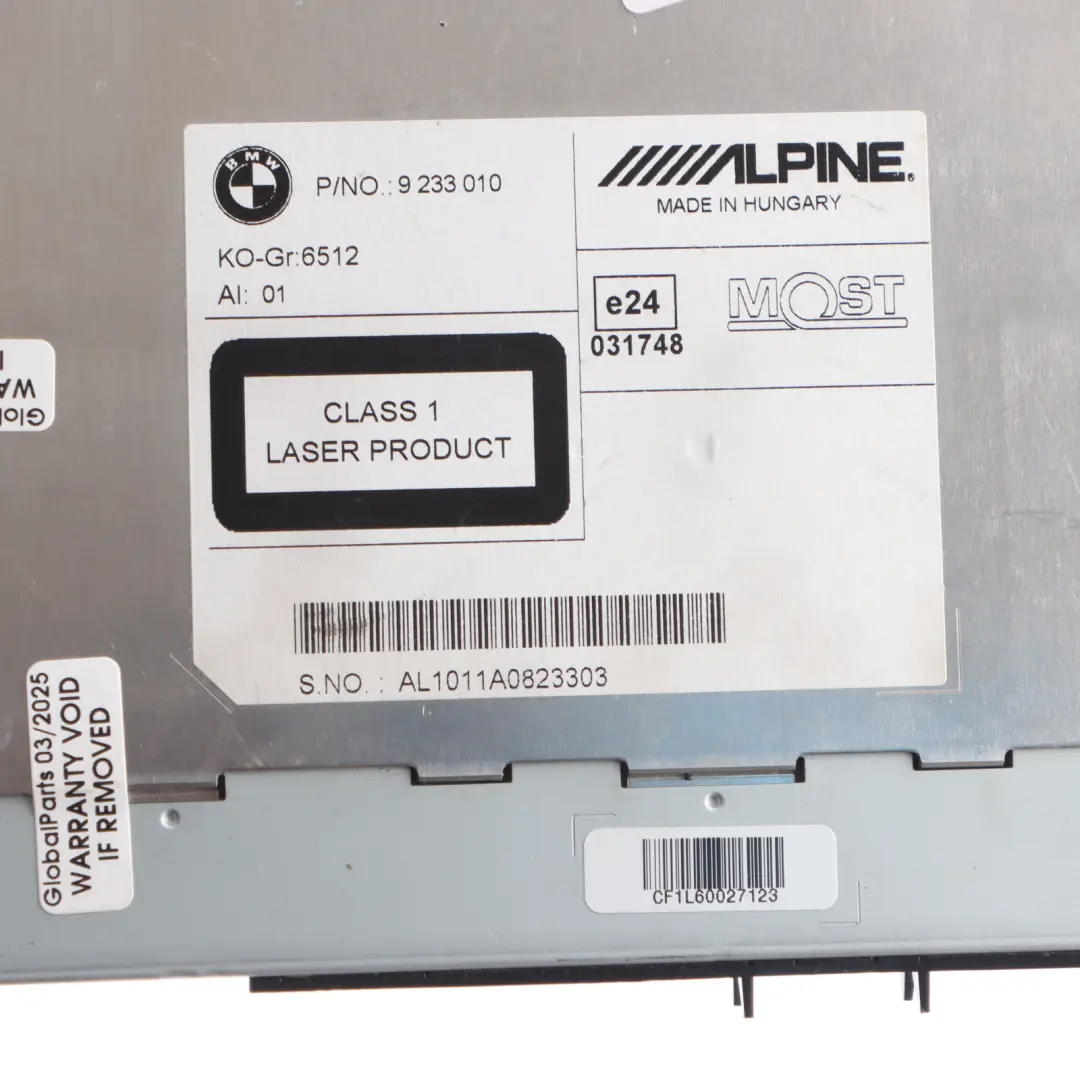 Champ 2 Unidad Principal De Radio CD Para ECU para BMW F10 con número de pieza 9233010 BMW F10 Champ 2 Unidad Principal De Radio CD Para ECU - SKU 9233010 - Número de pieza 9233010