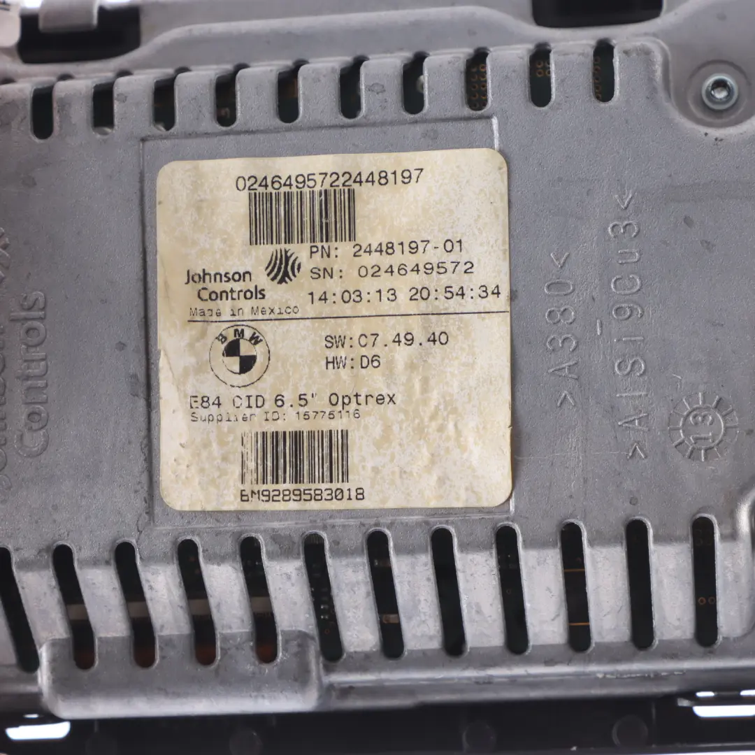 BMW X1 E84 Wyświetlacz Monitor Nawigacji Kokpitu CID 6,5" - SKU 9289583-1 - Numer Części 9289583